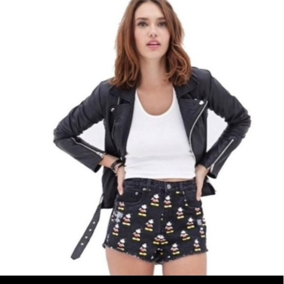 Disney Mickey Mouse Black Denim Shorts - Picture 3 of 8